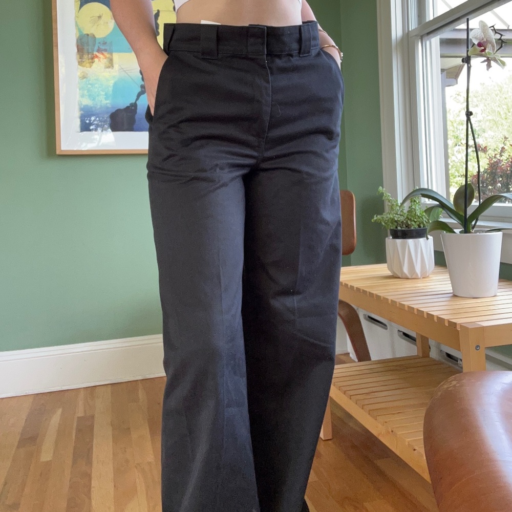 Dickies High Rise Wide Leg Black Trouser